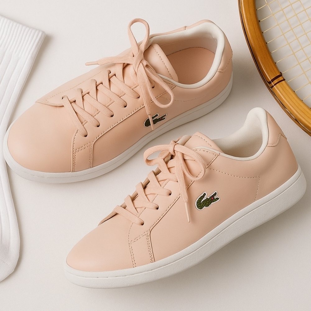 Lacoste Pink Leather Logo Sneakers Hydez Tennis Shoes Size 6 Preppy Barbiecore